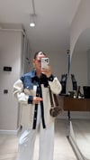 Ekru Denim Detaylı Buklet Ceket