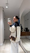 Ekru Denim Detaylı Buklet Ceket