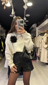 Ekru Dik Yaka Oversize Dilvin Basic Kazak 
