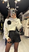 Ekru Dik Yaka Oversize Dilvin Basic Kazak 