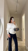 Ekru Düşük Omuz Basic Bluz 