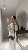 Ekru Ekose Detaylı Pelerinli Crop Gömlek