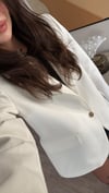 Ekru Gold Düğmeli Blazer Ceket 