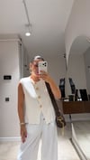 Ekru Gold Düğmeli Çelik Triko Yelek