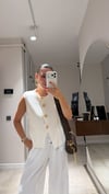 Ekru Gold Düğmeli Çelik Triko Yelek