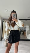 Ekru Gold Pullu Oversize Kazak