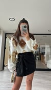 Ekru Gold Pullu Oversize Kazak