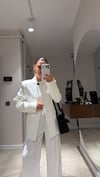 Ekru Hakim Yaka Tek Düğmeli Blazer Ceket
