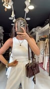Ekru Halter Yaka Crop Bluz 