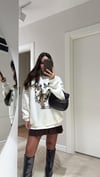 Ekru Hayvan figürlü Şardonlu Sweat
