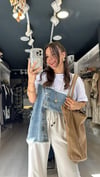 Ekru Jean Detaylı Düğmeli Tshirt