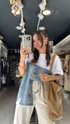 Ekru Jean Detaylı Düğmeli Tshirt