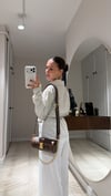 Ekru Kahve Dik Çizgili Dokulu Gömlek