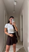Ekru Kahve Nakışlı Basic Tişört