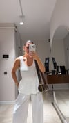 Ekru Kalın Askılı Dantel Detaylı Dilvin Bluz