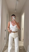 Ekru Kalın Askılı V Yaka Bodysuit