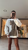 Ekru Kaplan Baskılı Şardonlu Sweat 