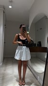 Ekru Kemer Aksesuarlı Balon Mini Etek