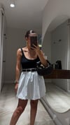 Ekru Kemer Aksesuarlı Balon Mini Etek