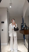 Ekru Kendinden Çizgili Beli Lastikli Pantolon