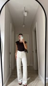 Ekru Kesik Paça Straight Fit Jean