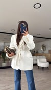 Ekru Kuşaklı Buklet Blazer Ceket