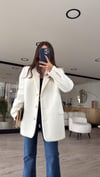 Ekru Kuşaklı Buklet Blazer Ceket