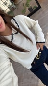 Ekru Lacivert Bebe Yaka Marka Model Bluz