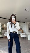 Ekru Lacivert Bebe Yaka Marka Model Bluz