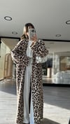 Taş Leopar Desen Yumoş Uzun Hırka 