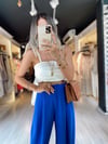 Ekru Ön Büzgülü Askılı Crop Bluz 