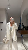 Ekru Ön Cepli Keten Ceket