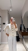 Ekru Ön Düğmeli Basıc Triko Hırka 