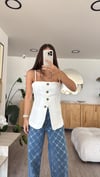 Ekru Ön Düğmeli İp Askılı Marka Model Yelek