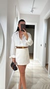 Ekru Ön Düğmeli Marka Model Keten Gömlek