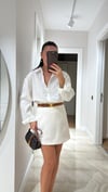 Ekru Ön Düğmeli Marka Model Keten Gömlek