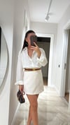 Ekru Ön Düğmeli Marka Model Keten Gömlek