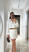 Ekru Ön Düğmeli Marka Model Keten Gömlek