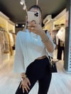 Ekru Oversize Yazılı Tshirt