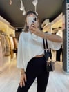 Ekru Oversize Yazılı Tshirt