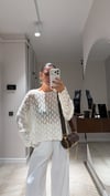 Ekru Oya Desenli Ajurlu Kazak
