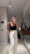 Ekru Paça Bağcıklı Saten Ravi Pantolon