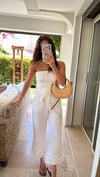 Ekru Paça Püskül Detaylı Pantolon