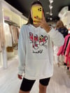 Ekru Pembe Panter Baskılı Oversize Sweat