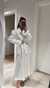 Ekru Pileli Midi Boy Kloş Etek 