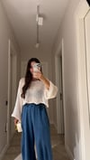 Ekru Pullu Merserize Bluz