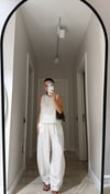 Ekru Sıfır Kol Şalvar Pantolon Takım