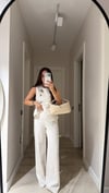 Ekru Silver Düğmeli Pullu Yelek Takım