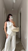 Ekru Silver Düğmeli Pullu Yelek Takım
