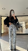 Ekru Siyah Zebra Desen Marka Model Straight Fit Jean